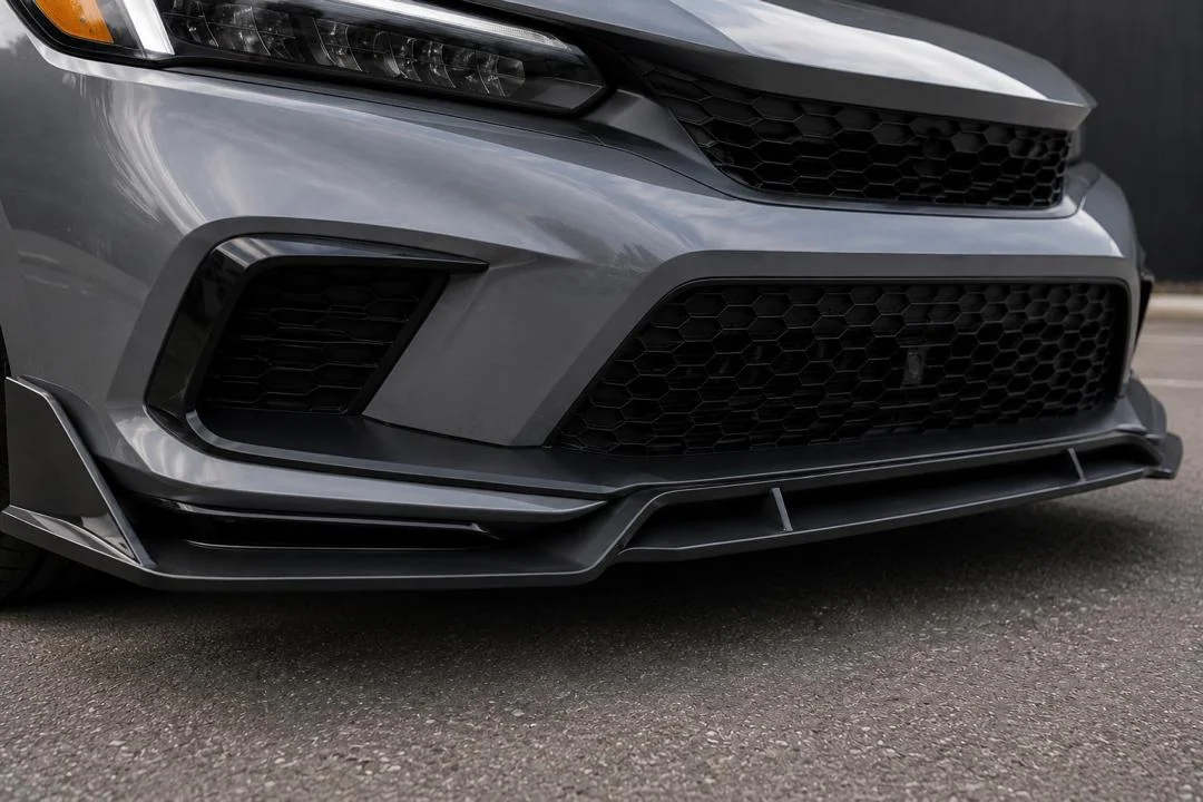 Automotive Front Bumper with Honeycomb Grille and Splitter