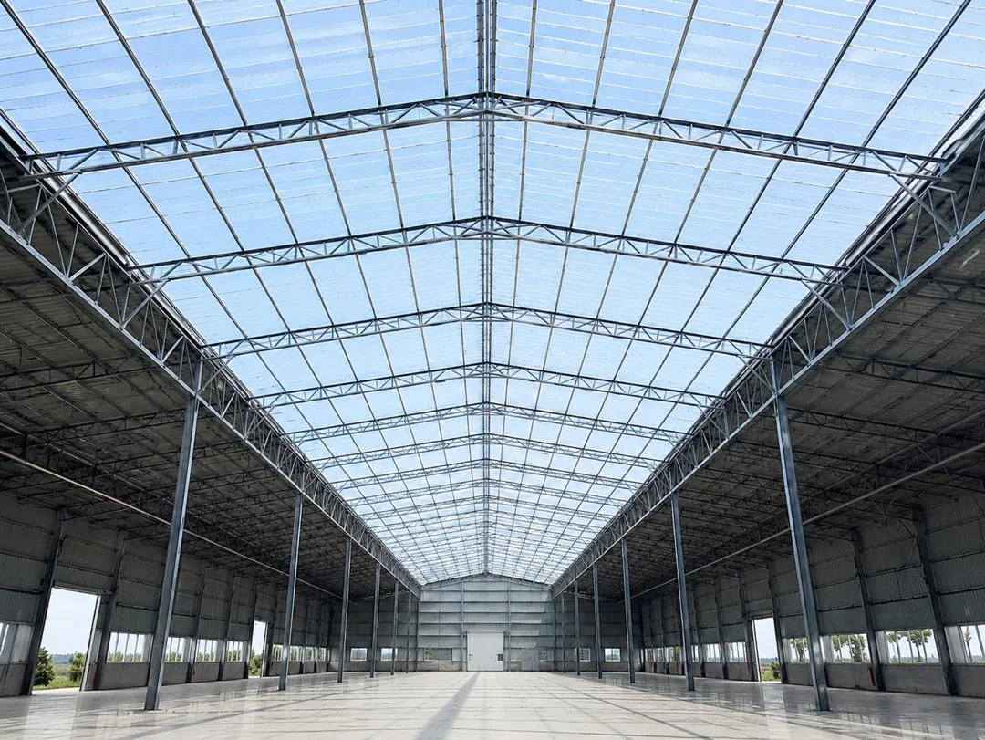 Industrial Warehouse with Full-Span Translucent Roof Skylight