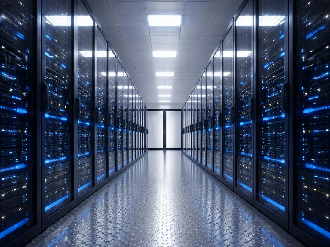 Data Centre Aisle with Enclosed Server Racks